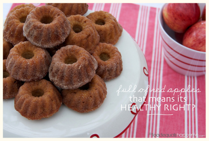Individual cinnamon sugar coated maple apple cakes with tender apple pieces and golden crust